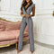 Jumpsuit Cuello en V Pata de Gallo para Mujer Profesional