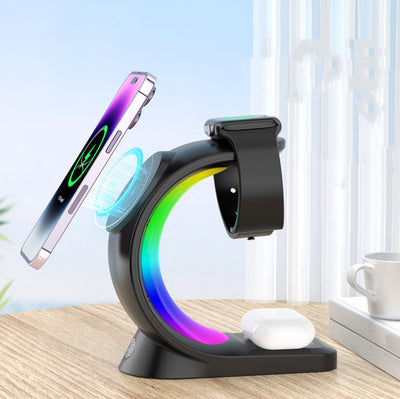 Cargador Inalámbrico Magnético 4 en 1 con Luz Ambiente para iPhone, Apple Watch y AirPods Pro - Image 3