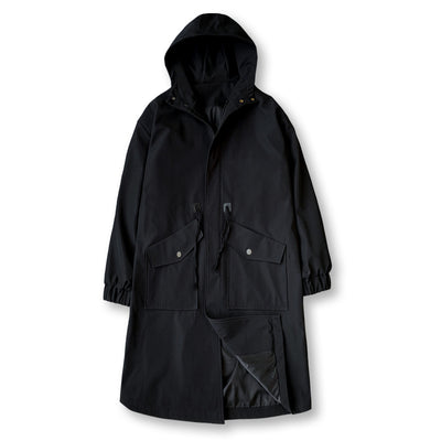 Chamarra Cortaviento Larga con Capucha y Bolsillos Amplios para Hombre - Image 5