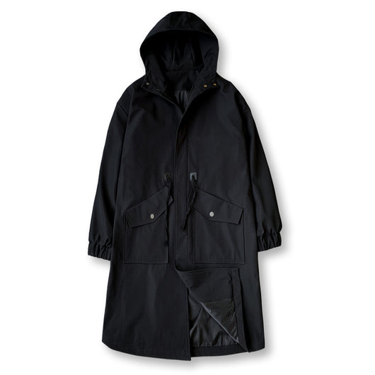 Chamarra Cortaviento Larga con Capucha y Bolsillos Amplios para Hombre - Image 5