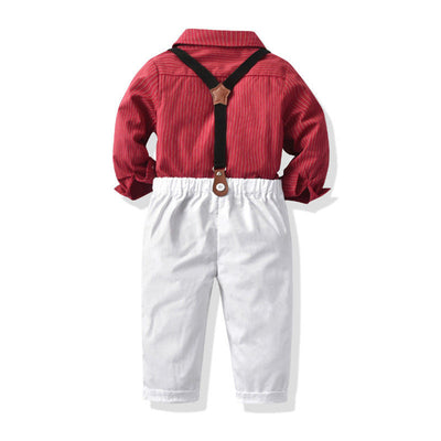 Traje Formal para Niño con Corbatín, Tirantes y Pantalón Rojo - Image 9