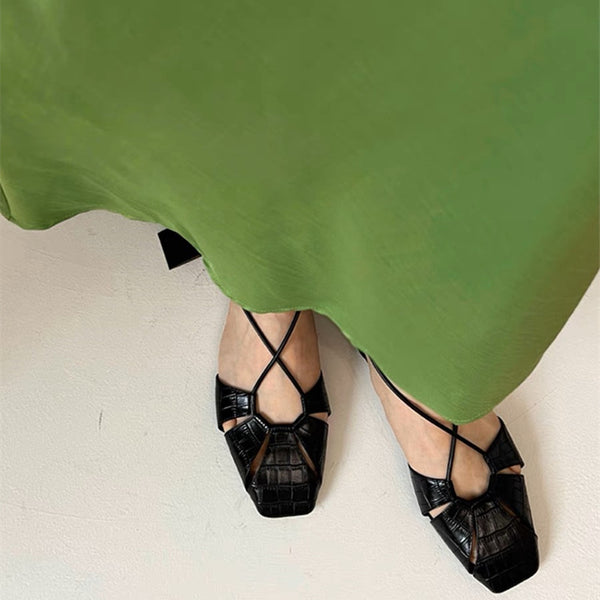 Sandalias Romanas Huecas de Punta Cuadrada - Diseño Versátil
