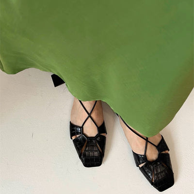 Sandalias Romanas Huecas de Punta Cuadrada - Diseño Versátil