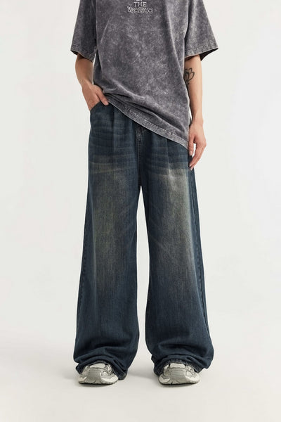 Pantalones Vaqueros Rectos Talla Alta para Hombre - Corte Ancho Lavado - Image 21