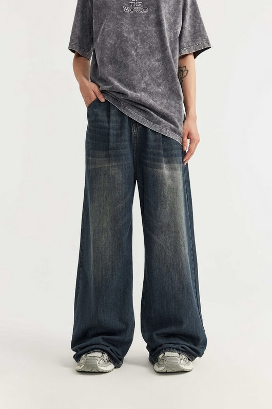 Pantalones Vaqueros Rectos Talla Alta para Hombre - Corte Ancho Lavado - Image 21
