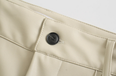 Pantalones Rectos de Cuero PU Slim Fit para Mujer - Image 11