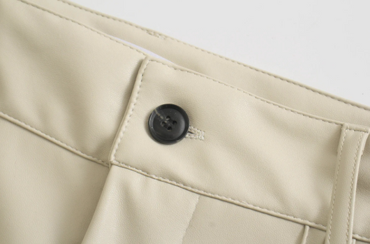Pantalones Rectos de Cuero PU Slim Fit para Mujer - Image 11