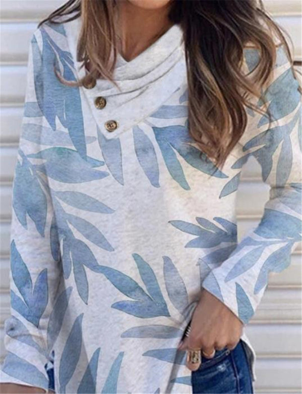 Blusa Étnica con Cuello Tipo Pile y Mangas Largas