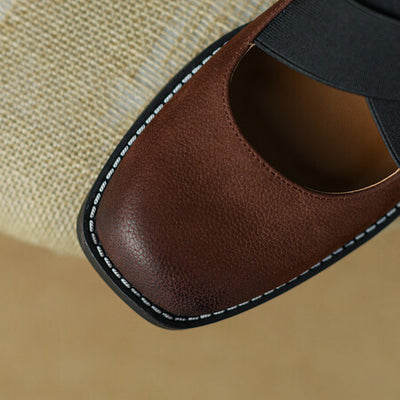 Zapatos Retro de Cuero Gamuza con Tacón Bajo y Elástico Ajustable - Image 9