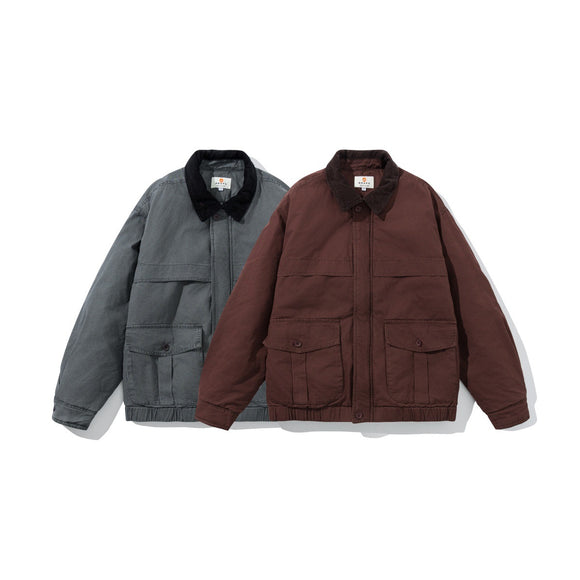 Chaqueta Acolchada de Algodón con Cuello de Pana y Forro Térmico