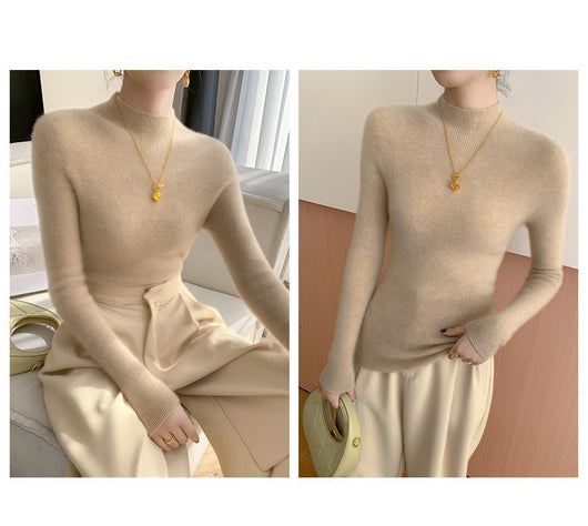Polera Cuello Alto Cachemir Ajustada - Elegancia Minimalista para Otoño e Invierno - Image 21