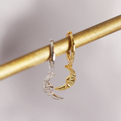 Aretes de Plata Esterlina Estilo Barroco Geométrico con Luna - Image 5