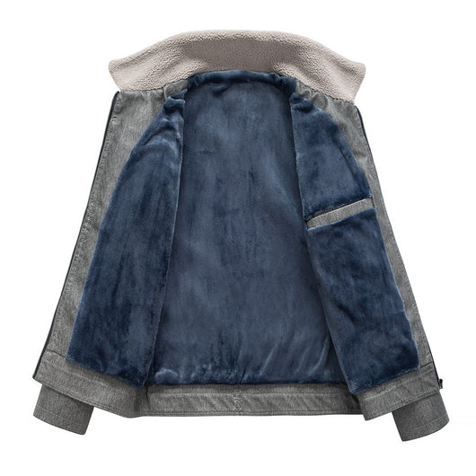 Chaqueta de Cuero para Hombre con Forro de Terciopelo Engrosado - Image 5