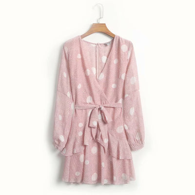 Blusa Escote V Manga Larga con Cintura Ajustable y Estampado Lunares - Image 35