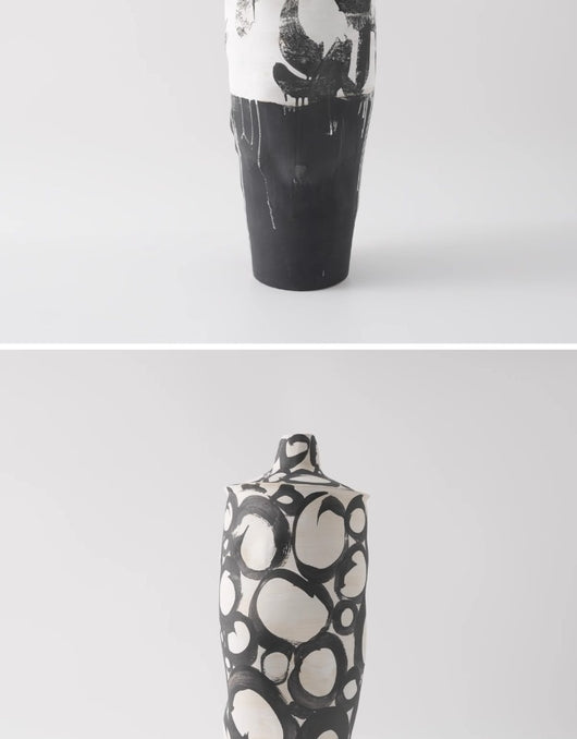 Florero de Cerámica Pintado a Mano Estilo Wabi-sabi Negro - Image 16