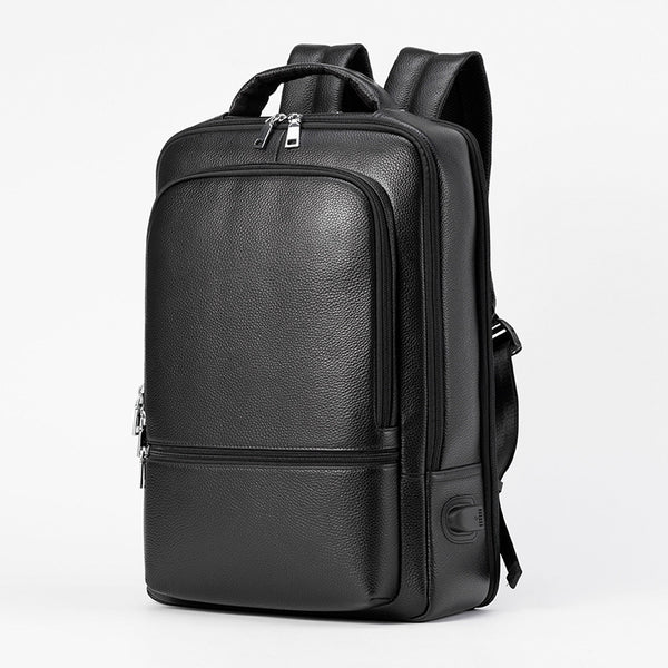 Mochila Ejecutiva de Cuero con Carga USB y Gran Capacidad - Image 4