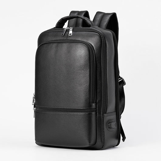 Mochila Ejecutiva de Cuero con Carga USB y Gran Capacidad - Image 4