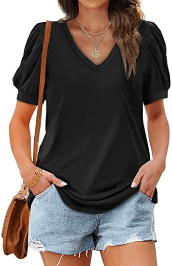 Blusa Casual Mujer Cuello V Manga Abullonada Suelta - Estilo Europeo Americano - Image 21