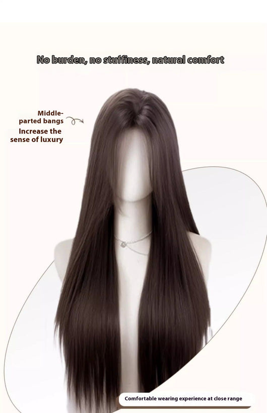 Peluca Frente de Encaje Cabello Liso Negro Natural Largo - Image 13