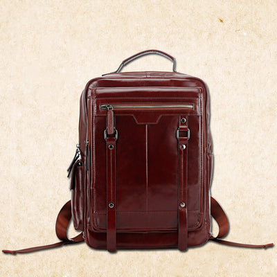 Mochila de Cuero Grande con Capacidad Expandible - Image 6