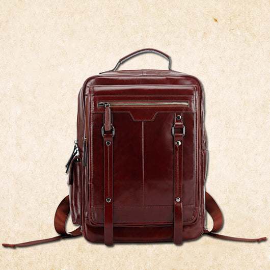 Mochila de Cuero Grande con Capacidad Expandible - Image 6
