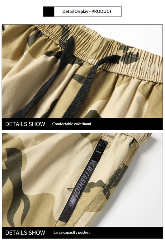 Pantalones Cortos Cargo Holgados Multi-Bolsillo en Algodón Puro para Hombre - Image 13
