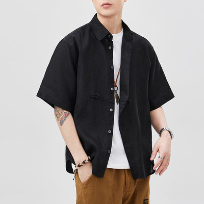 Camisa de Lino Manga Corta para Hombre - Estilo Moderno - Image 2
