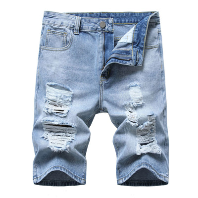 Shorts de Mezclilla Rotos Estilo Europeo y Americano para Hombre - Image 3