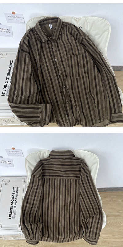 Camisa Retro Oversize de Manga Larga para Hombre - Image 10