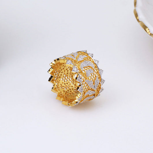 Anillo de Plata 925 Hueco con Doble Encaje Grabado para Mujer