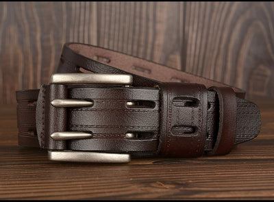 Cinturón de Cuero para Hombre con Hebilla Doble Pasador - Estilo Casual y Jeans - Image 12