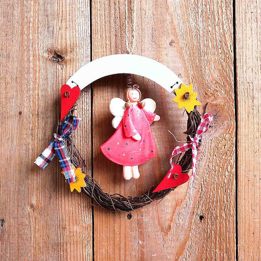 Placa Decorativa de Bienvenida en Madera con Guirnalda para Puerta - Image 10