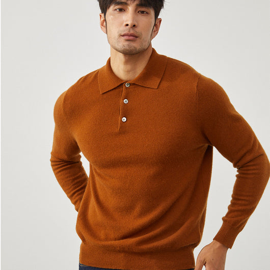 Suéter Tipo Polo de Cachemira Pura para Hombre - Image 3