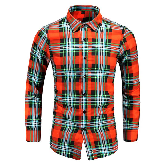 Camisa Cuadriculada Talla Grande para Hombre con Contraste de Colores