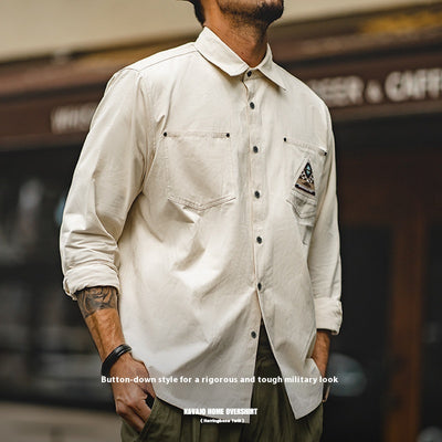Camisa Manga Larga Estilo Retro con Totem Indígena Crema - Image 2