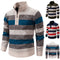 Thermal Stand-Up Collar Quarter-Zip Sweater - Color Block with Fleece Lining