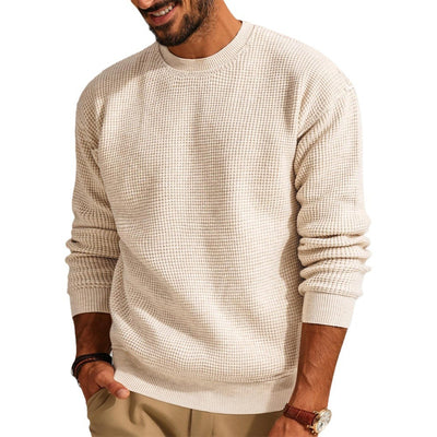 Suéter Cuello Redondo Textura Waffle para Hombre - Pullover Tejido Casual - Image 6