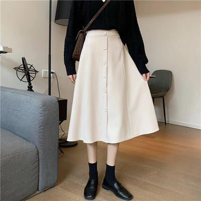 Falda Midi Cintura Alta Estilo A-Line para Invierno - Image 4