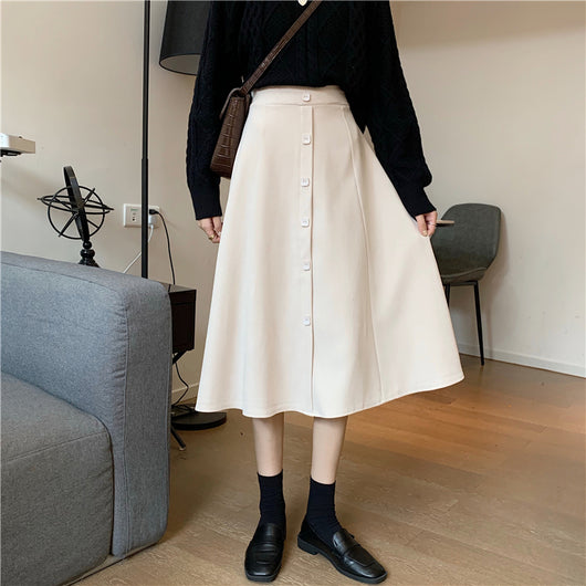 Falda Midi Cintura Alta Estilo A-Line para Invierno - Image 4