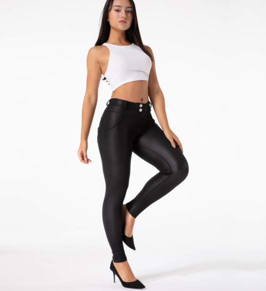 Pantalones de Cuero Brillante Levanta Glúteos Cintura Alta para Mujer - Image 8