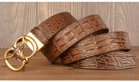Cinturón para Hombre con Hebilla Automática Estilo Retro Cabeza de Buey - Image 26