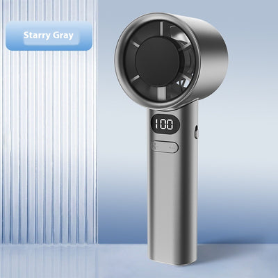 Starry Gray handheld fan with a digital display showing '100' and control buttons, featuring a sleek, modern design. - Image 7