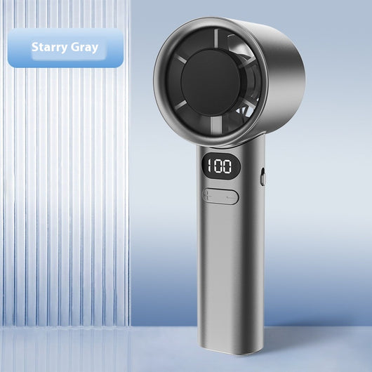 Starry Gray handheld fan with a digital display showing '100' and control buttons, featuring a sleek, modern design. - Image 7