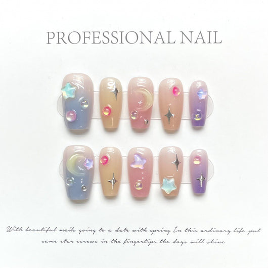 Uñas Postizas de Verano Artesanales - Diseño Dulce y Elegante