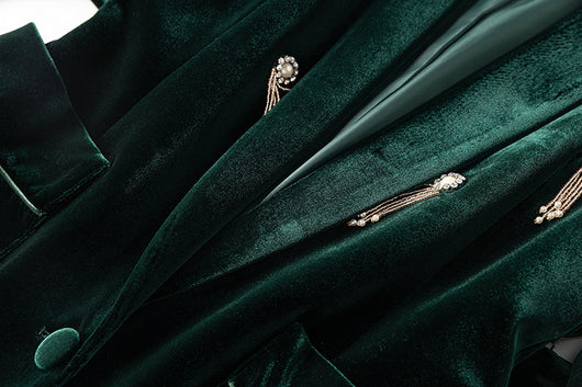 Traje de Terciopelo con Detalles de Cuentas para Mujer - Image 22