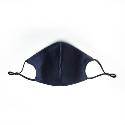 Wine red silk face mask with adjustable white ear loops, designed for breathable comfort and dust protection.