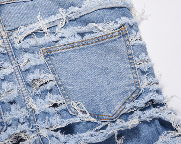 Jeans Vintage Desgastados con Roturas en las Rodillas