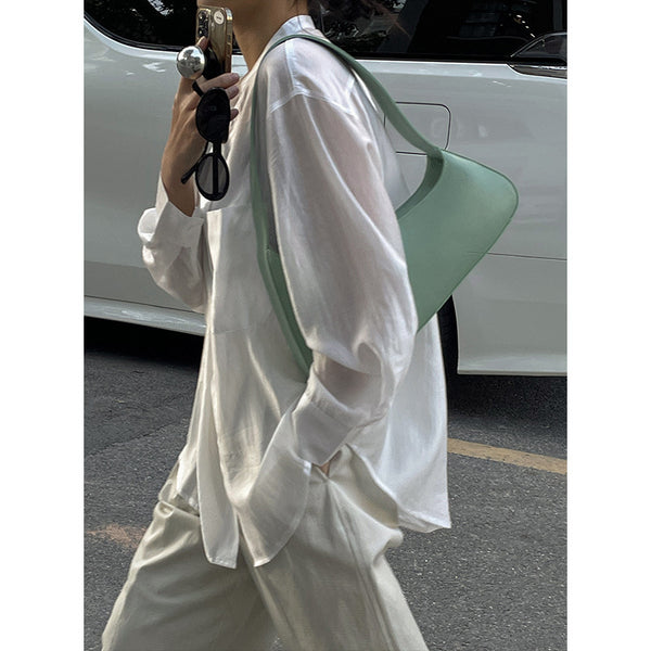 Blusa Suelta Coreana de Manga Larga Versátil para Mujer