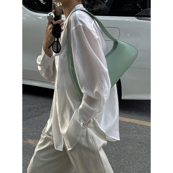 Blusa Suelta Coreana de Manga Larga Versátil para Mujer