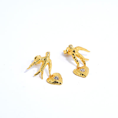 Aretes de Plata S925 Chapada Amor y Paz con Pájaros - Image 4